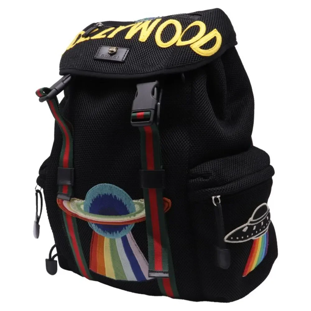 Gucci Hollywood Embroidered Rucksack Backpack in Black Polyester